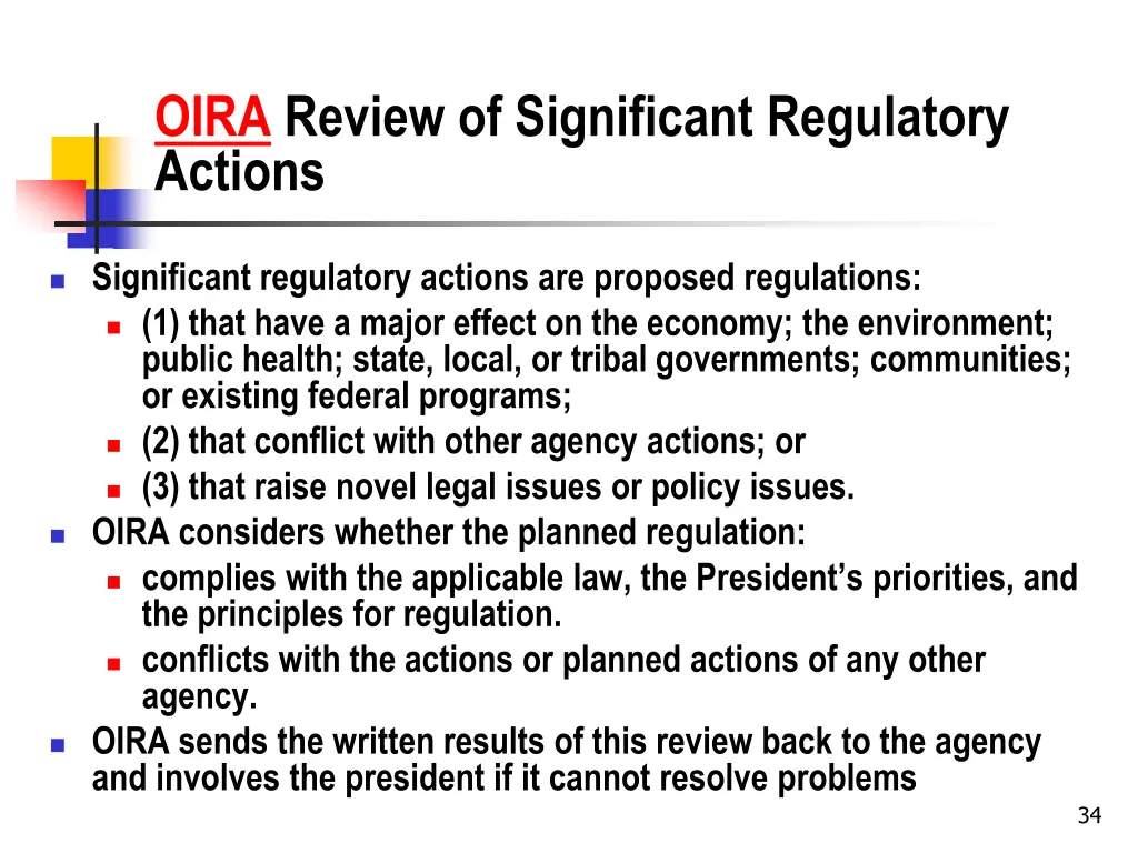 oira review of significant regulatory actions