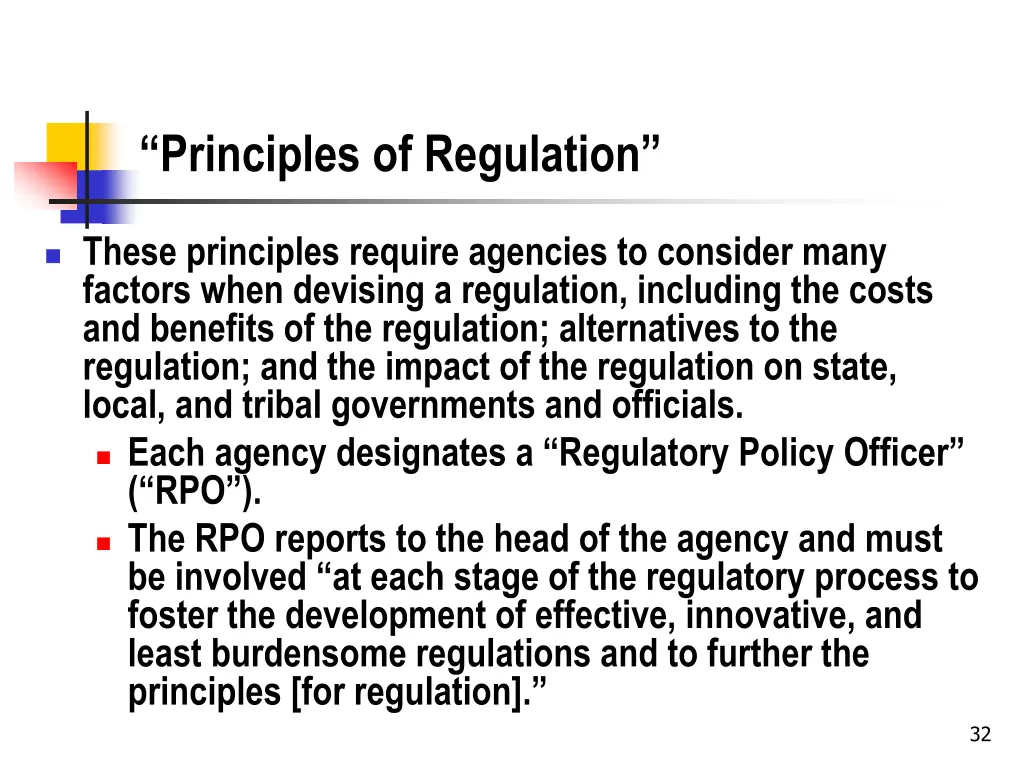 principles of regulation