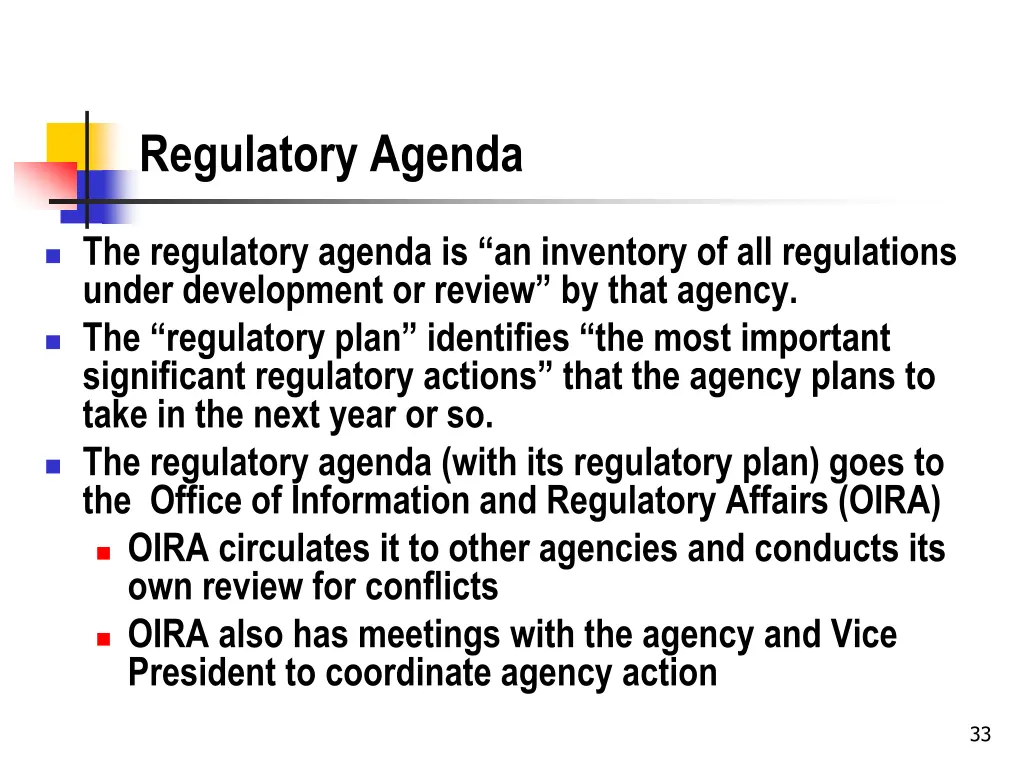 regulatory agenda