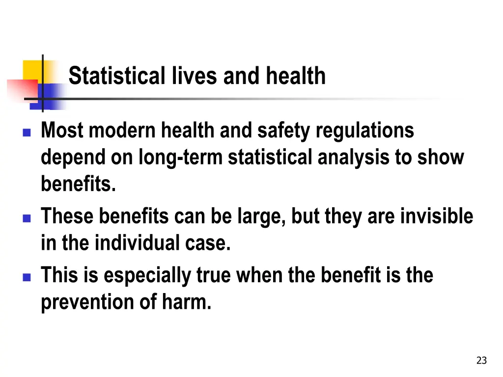 statistical lives and health