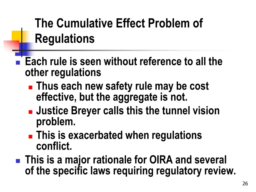 the cumulative effect problem of regulations