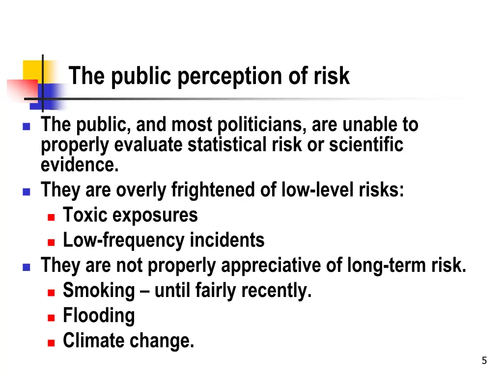 the public perception of risk