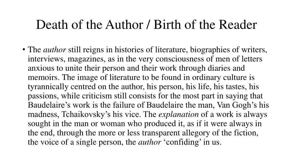 death of theauthor birth of the reader