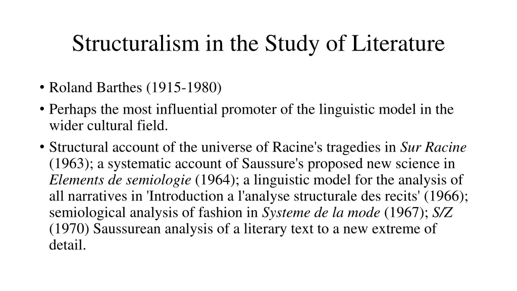 structuralism in the study of literature