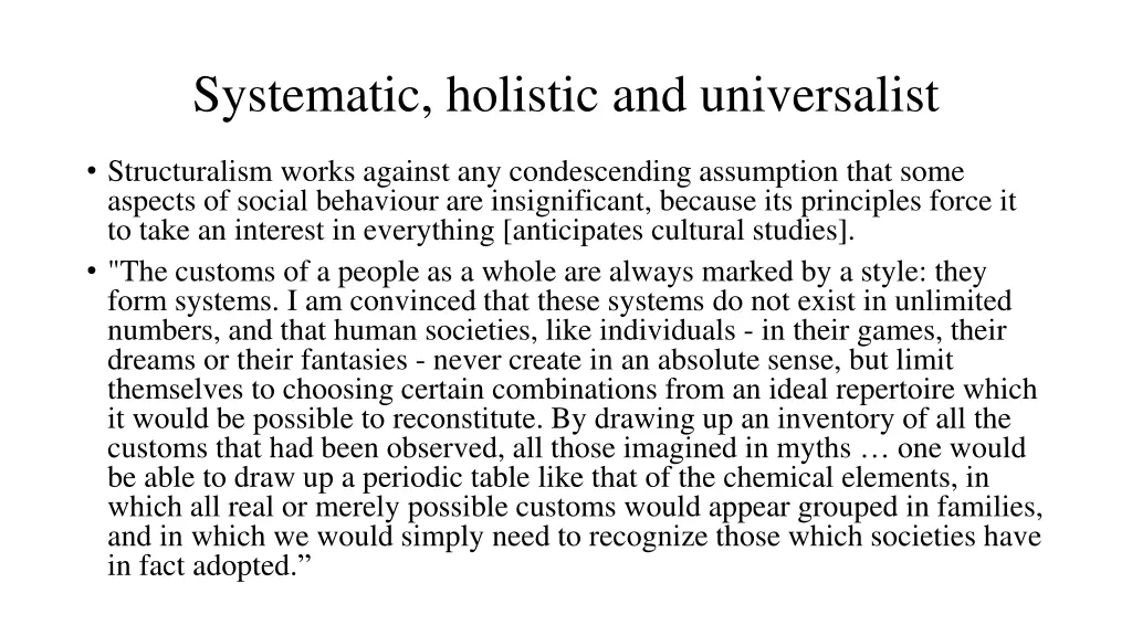 systematic holistic and universalist