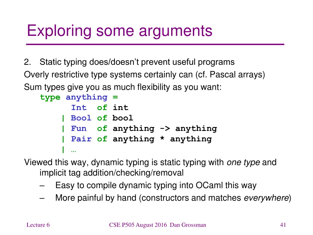 exploring some arguments 2