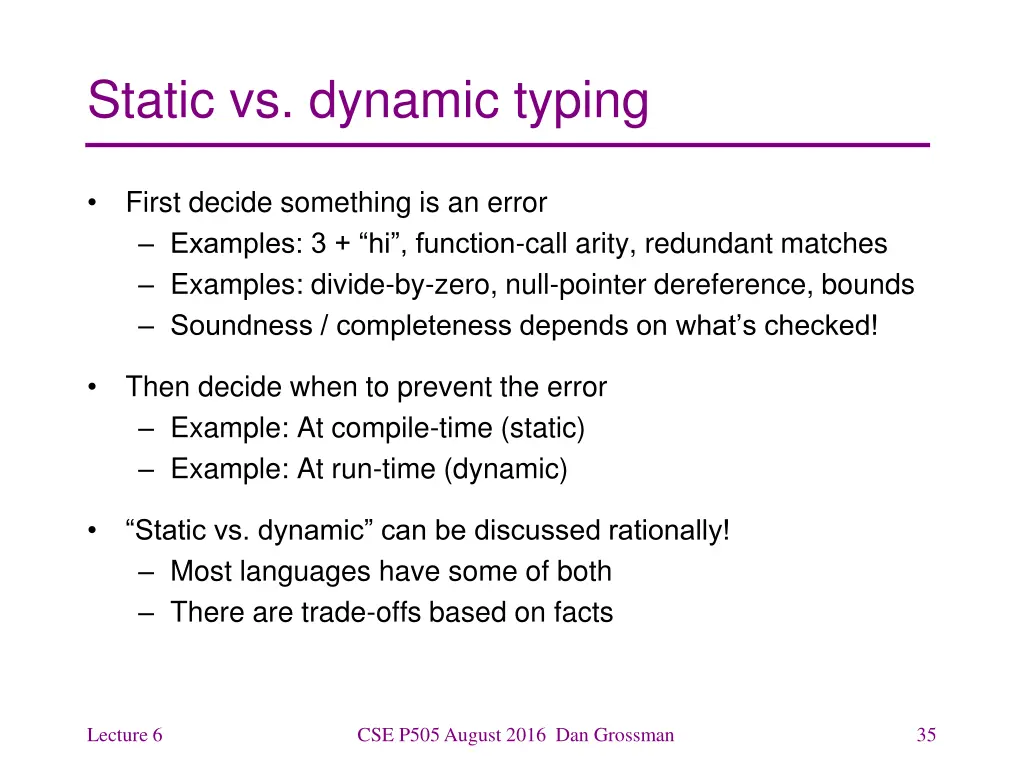 static vs dynamic typing