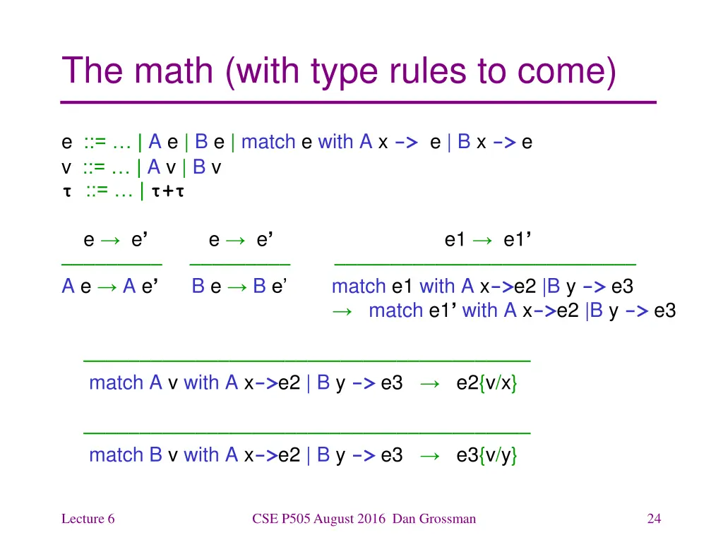 the math with type rules to come