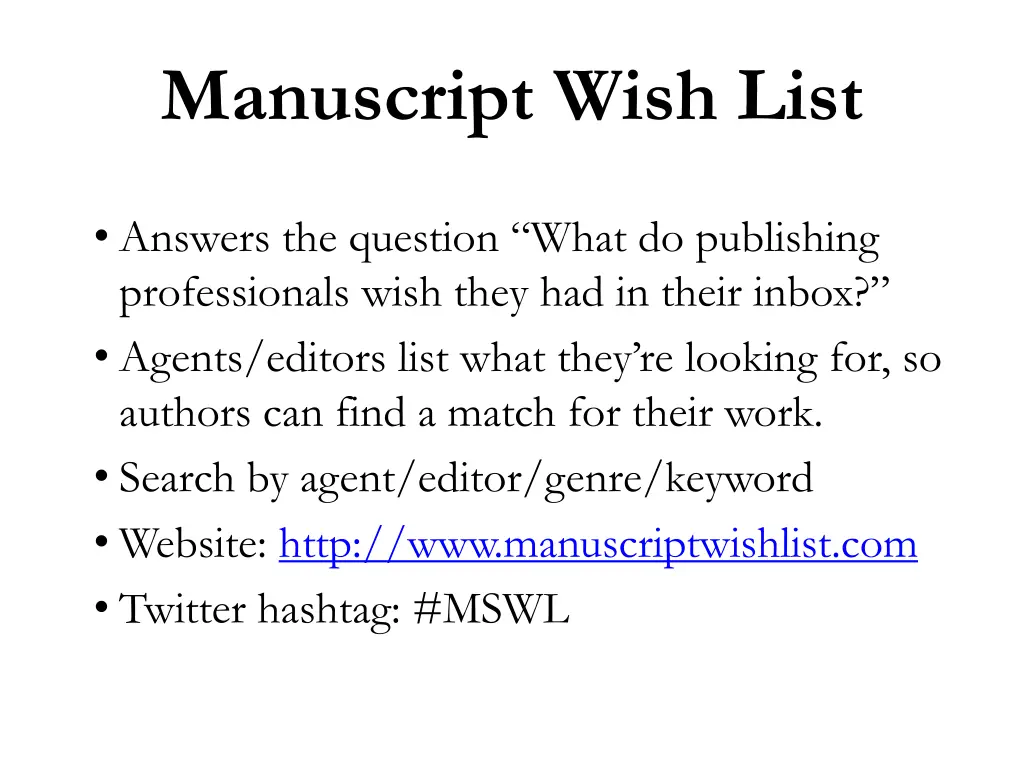 manuscript wish list