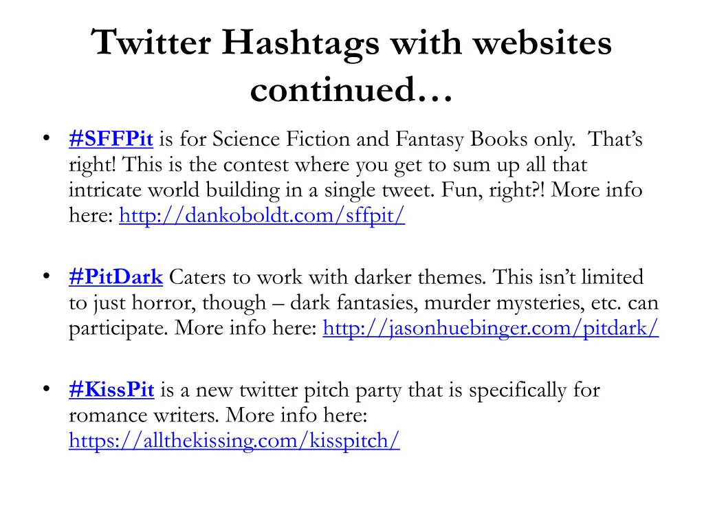 twitter hashtags with websites continued