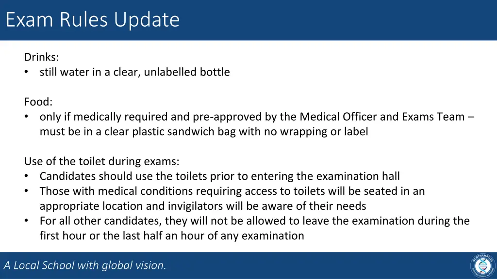 exam rules update