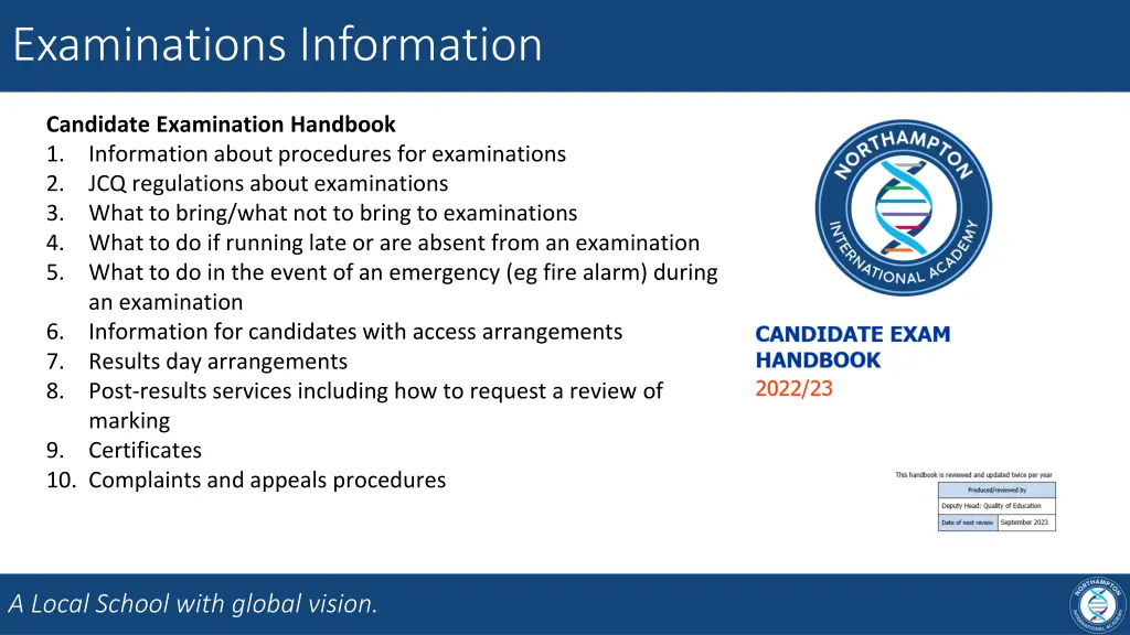 examinations information