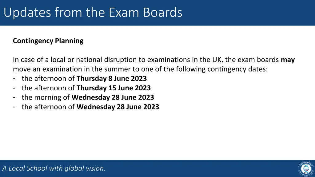 updates from the exam boards