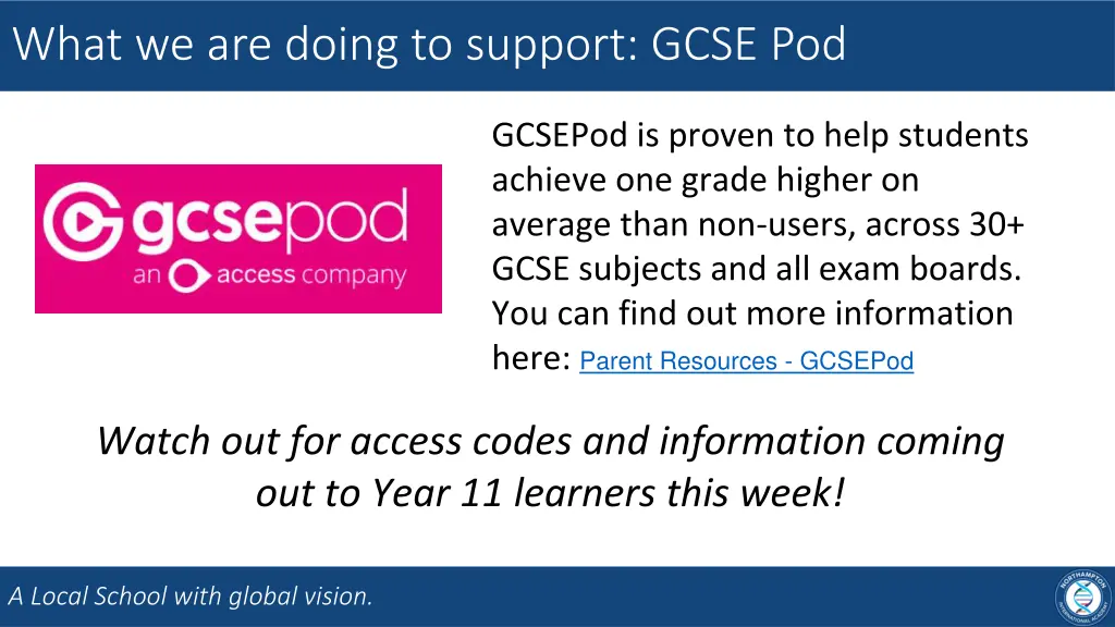 what we are doing to support gcse pod