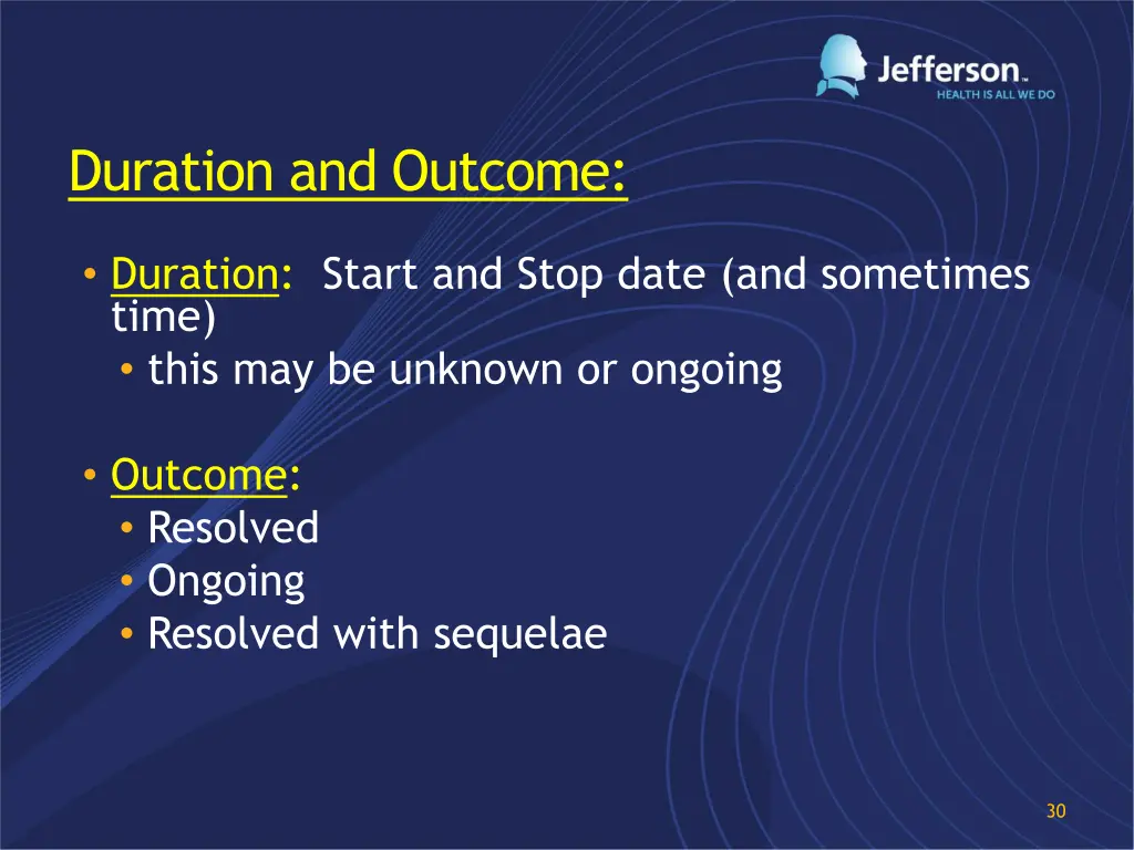 duration and outcome