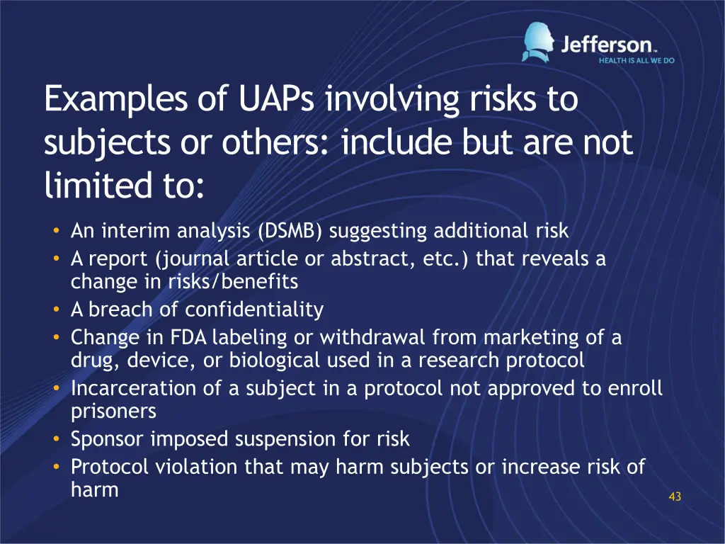 examples of uaps involving risks to subjects