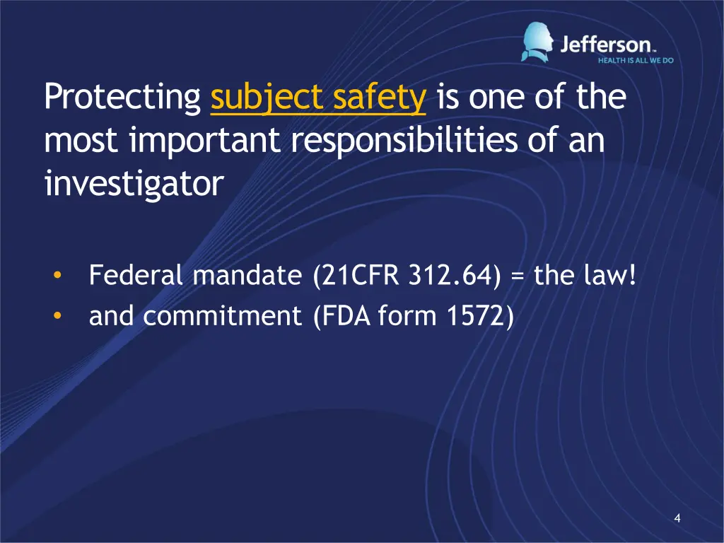 protecting subject safety is one of the most