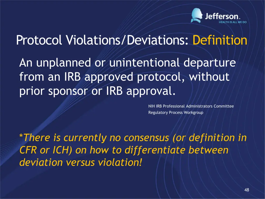 protocol violations deviations definition