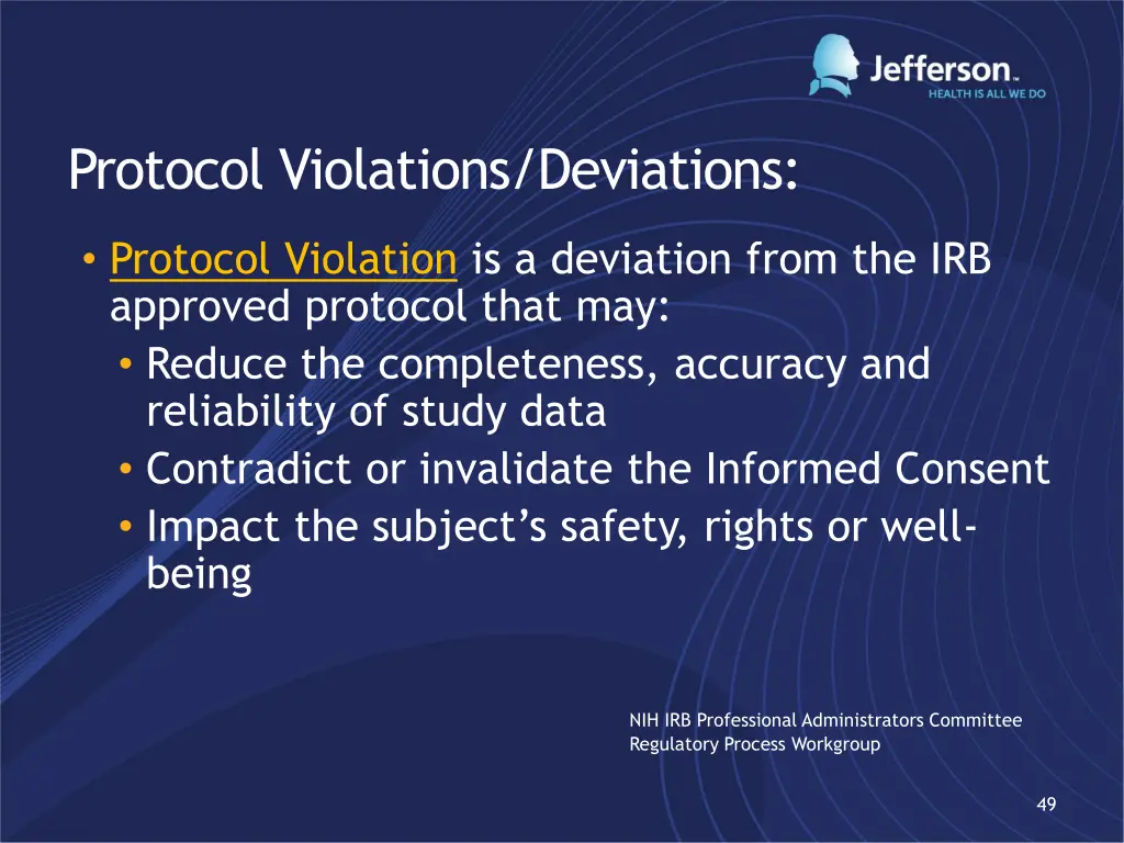 protocol violations deviations