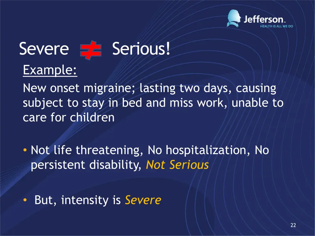 severe serious example new onset migraine lasting