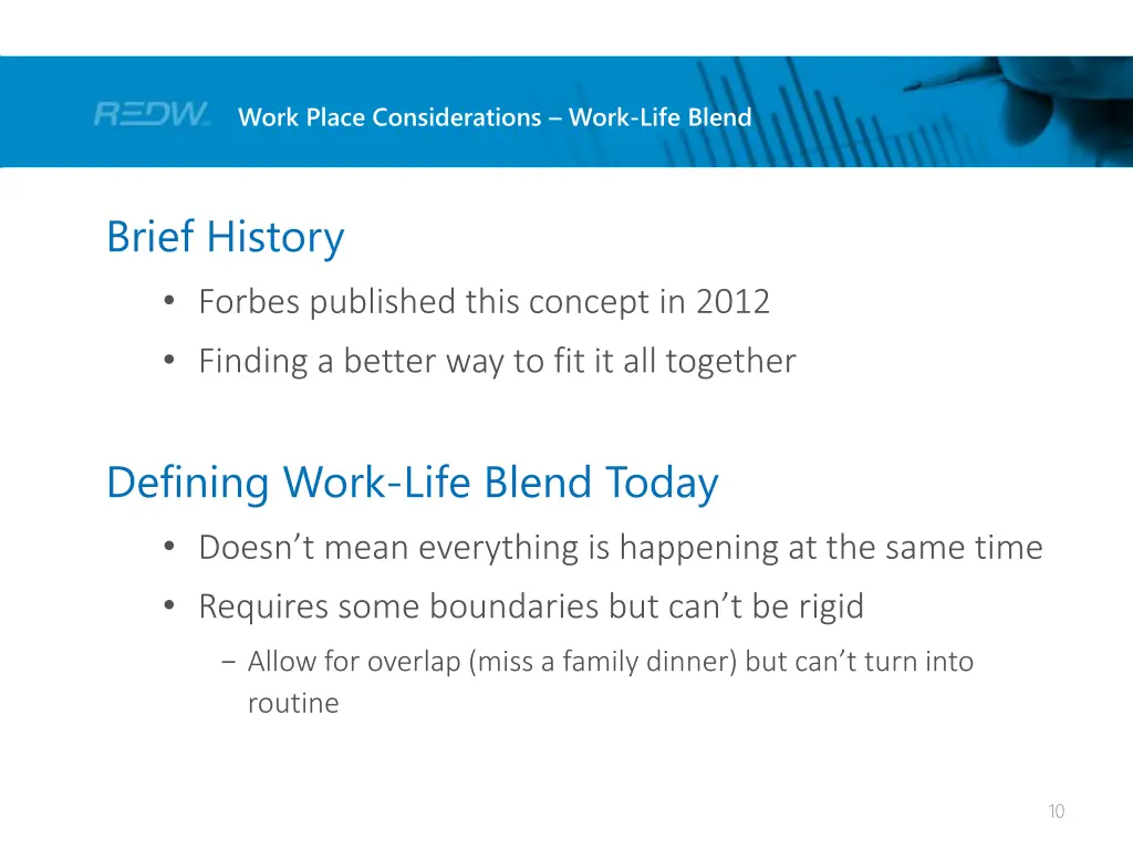 work place considerations work life blend