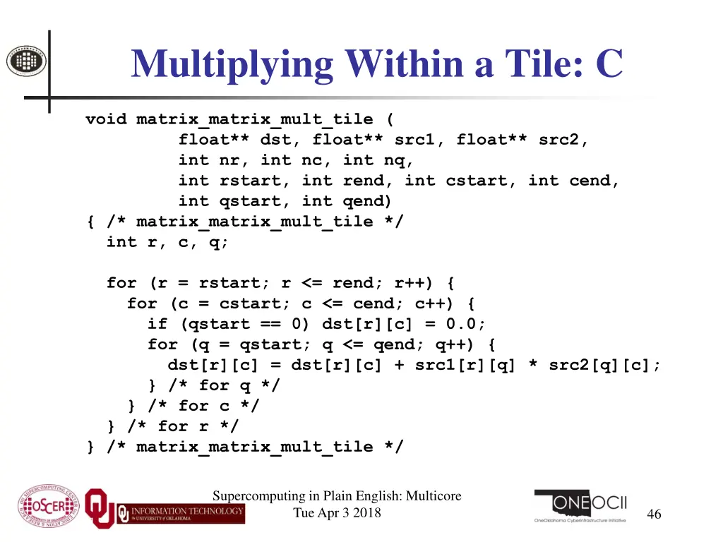 multiplying within a tile c