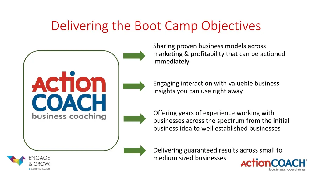 delivering the boot camp objectives