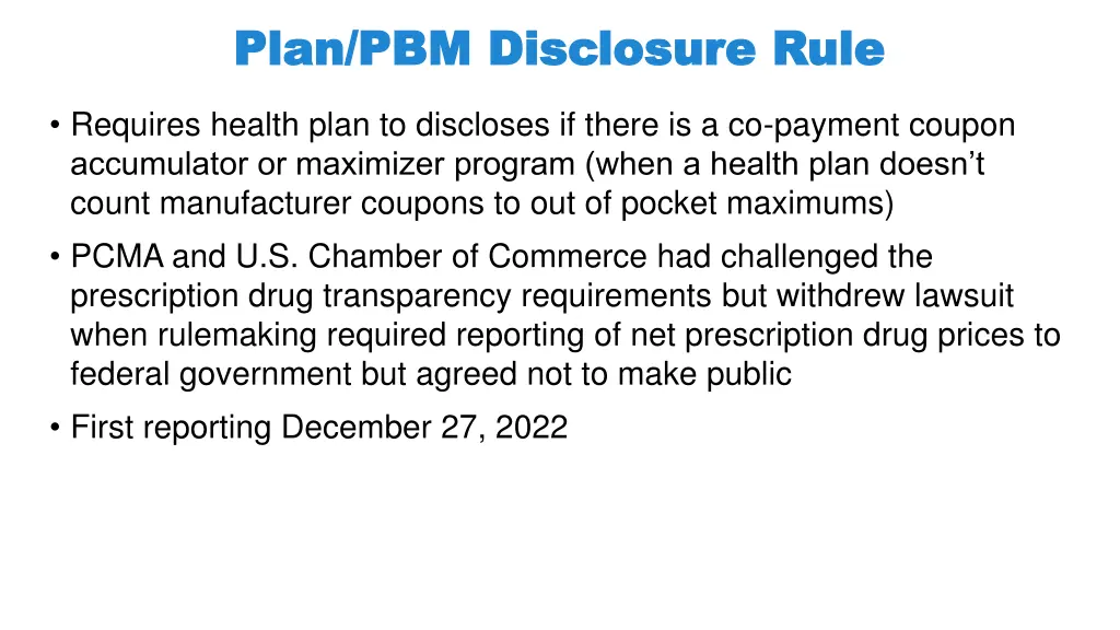 plan pbm disclosure rule plan pbm disclosure rule 1