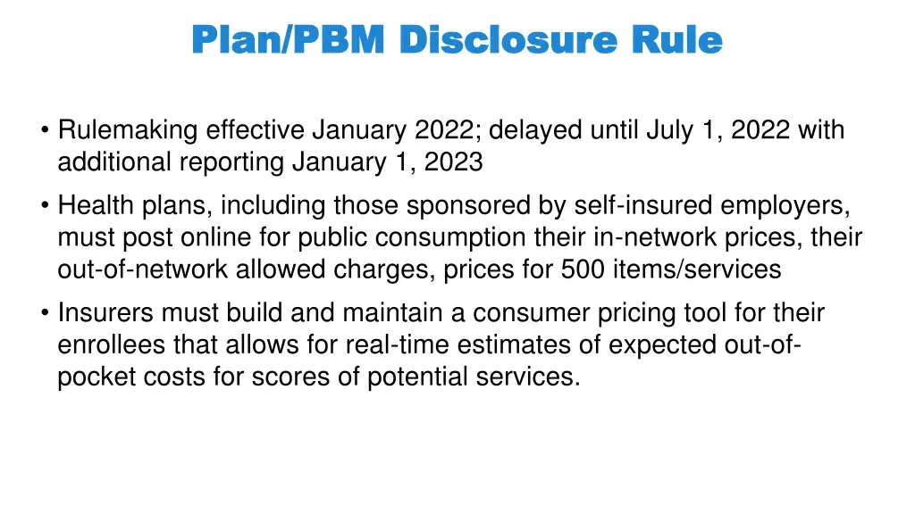 plan pbm disclosure rule plan pbm disclosure rule