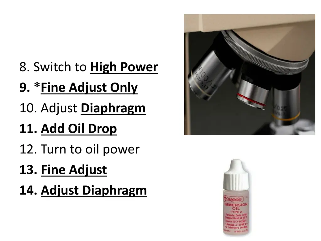 8 switch to high power 9 fine adjust only