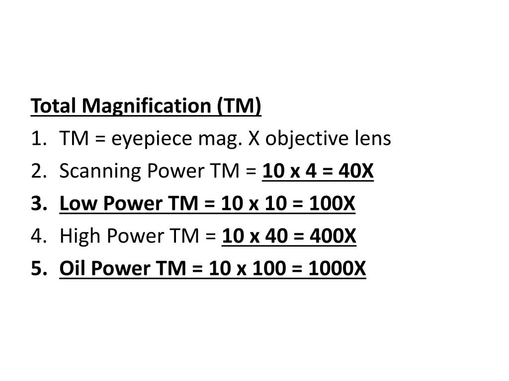 total magnification tm 1 tm eyepiece