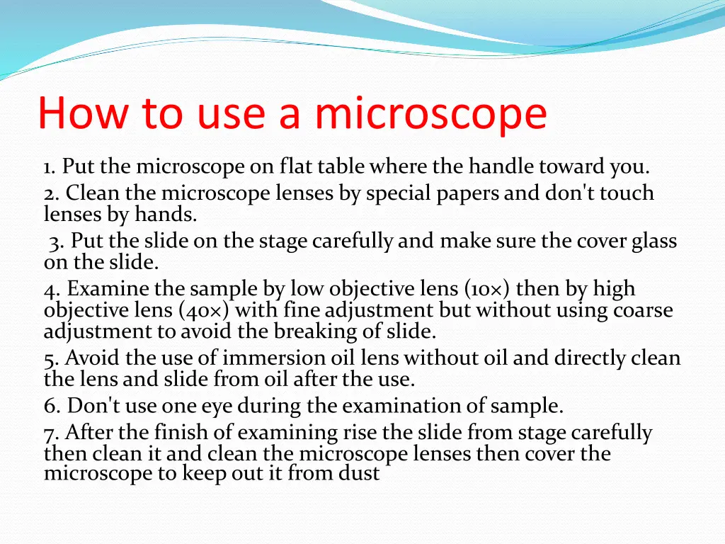 how to use a microscope