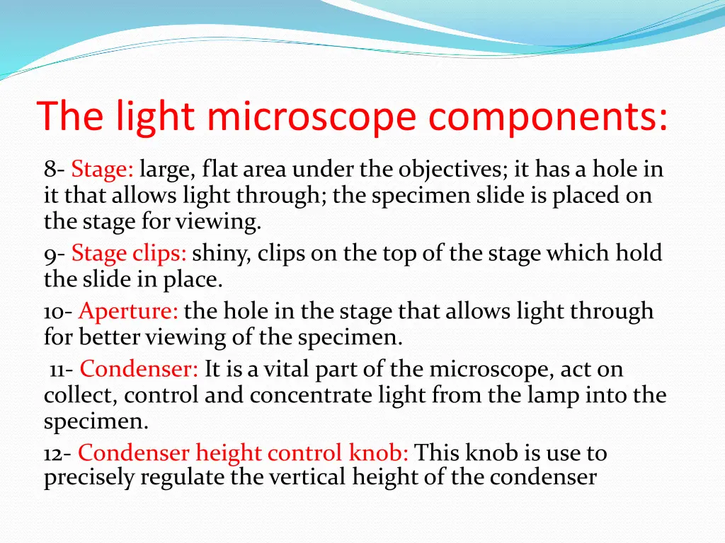 the light microscope components 2