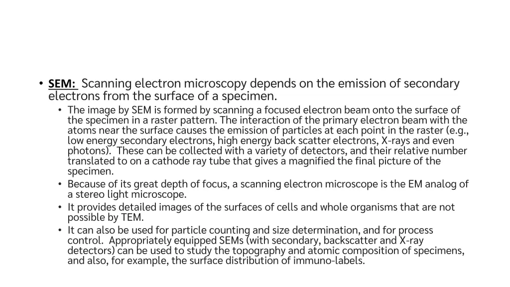 sem scanning electron microscopy depends