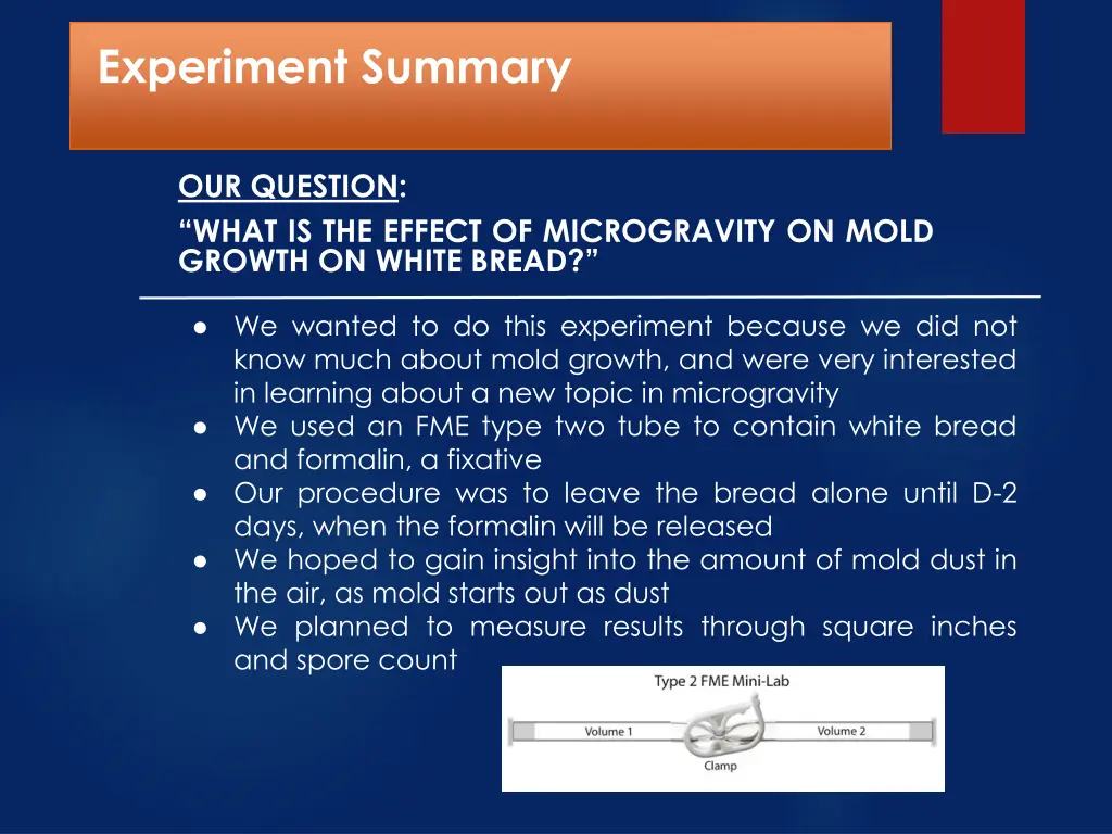 experiment summary