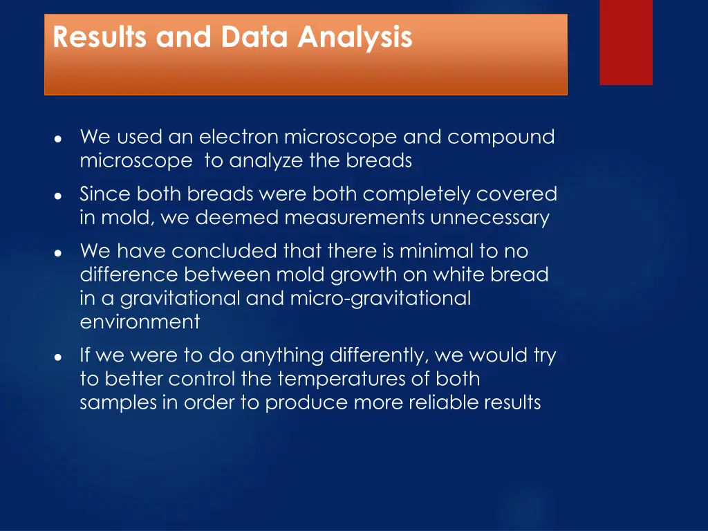 results and data analysis