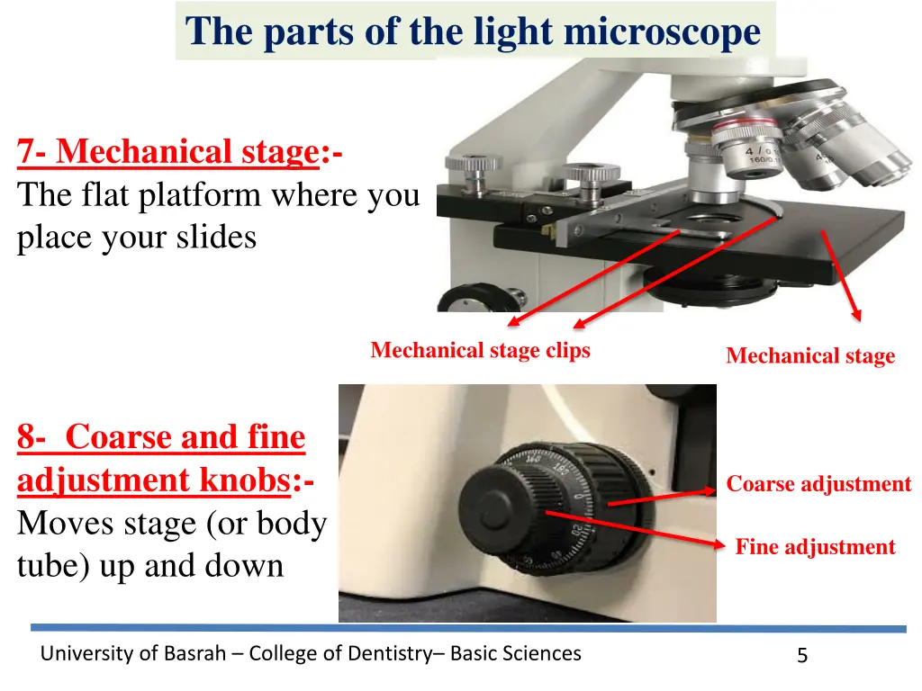 the parts of the light microscope 2