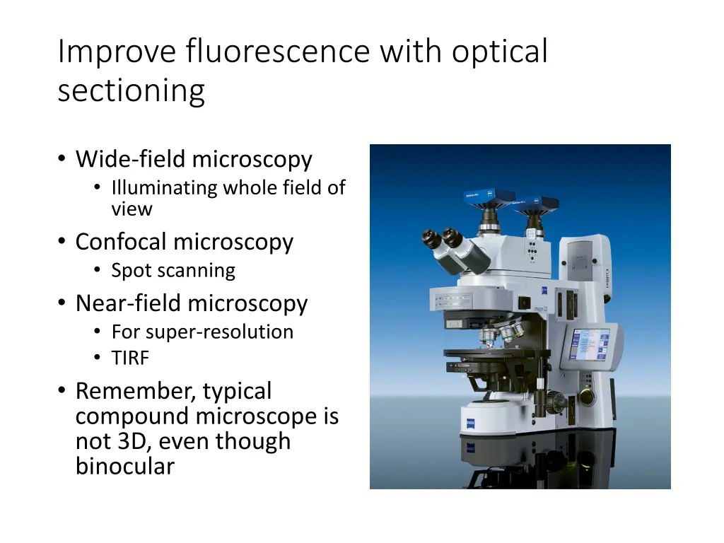 improve fluorescence with optical sectioning