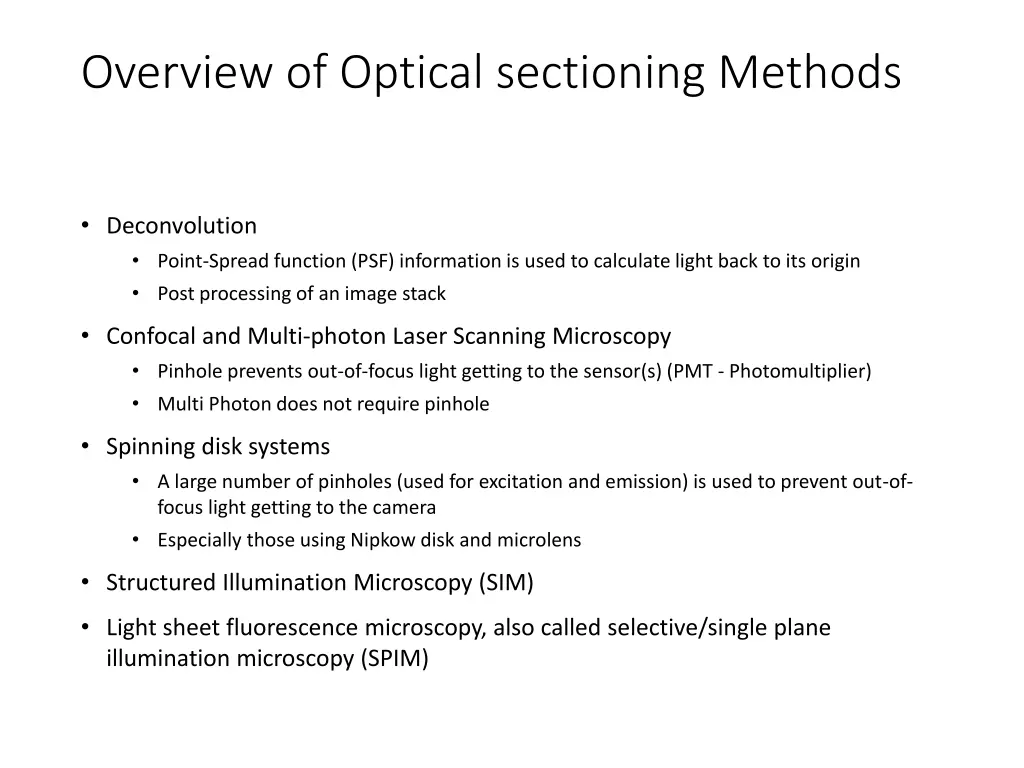 overview of optical sectioning methods