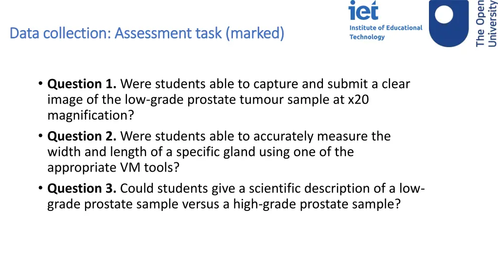 data collection assessment task marked data