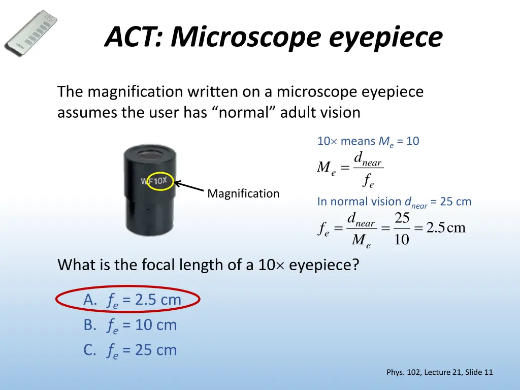 act microscope eyepiece