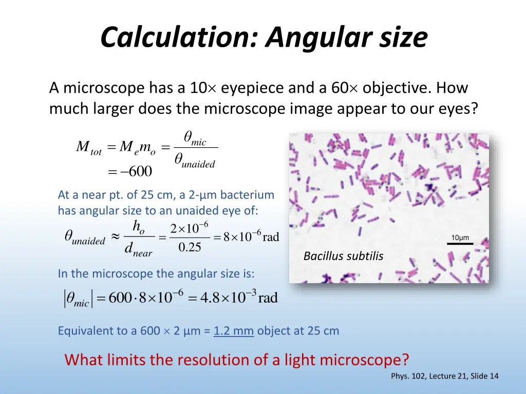 calculation angular size