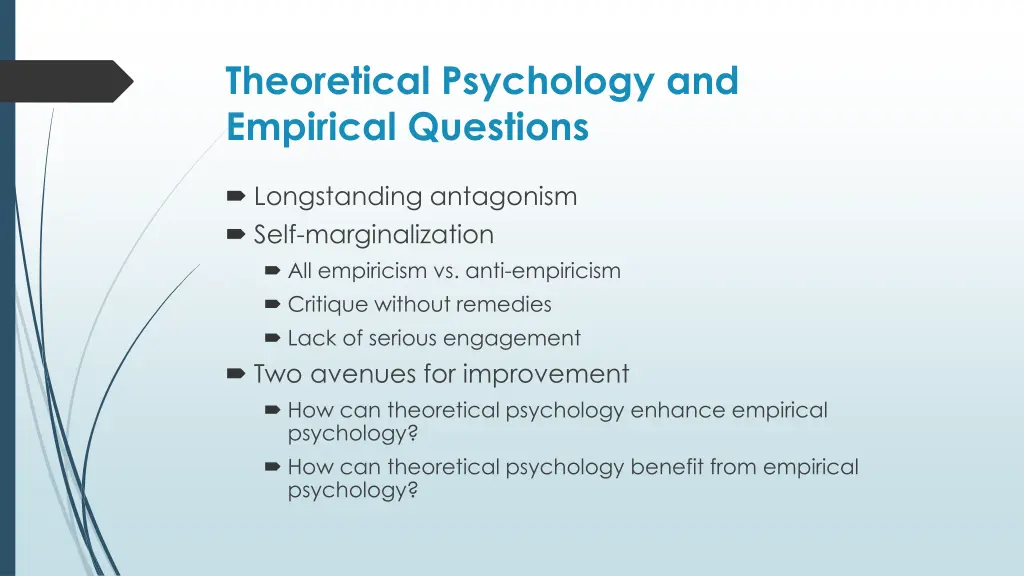 theoretical psychology and empirical questions