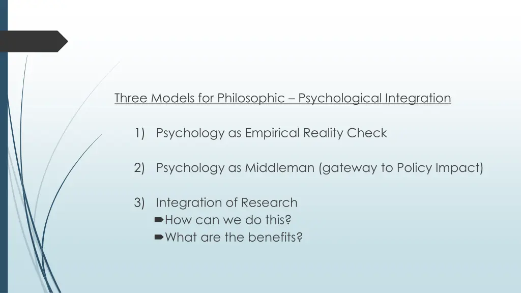 three models for philosophic psychological