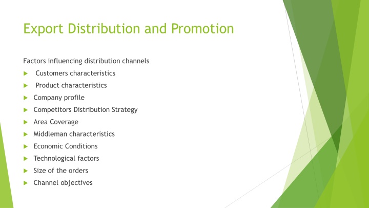 export distribution and promotion