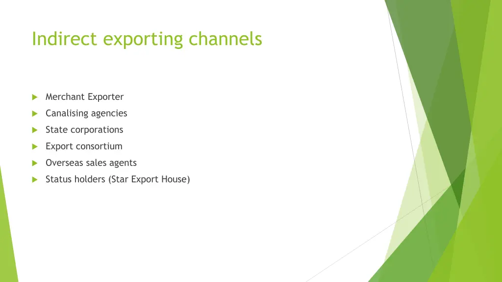 indirect exporting channels