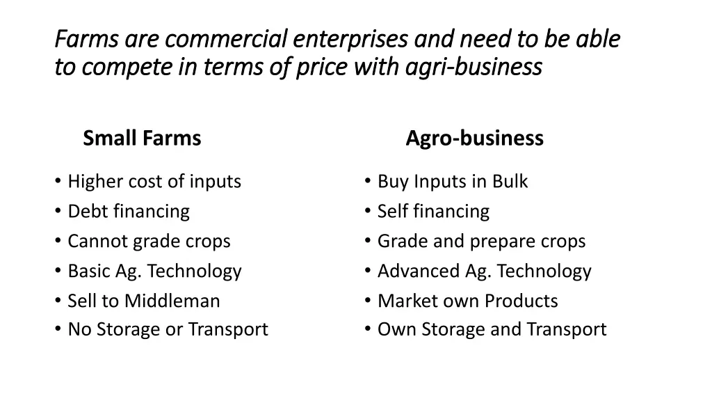 farms are commercial enterprises and need