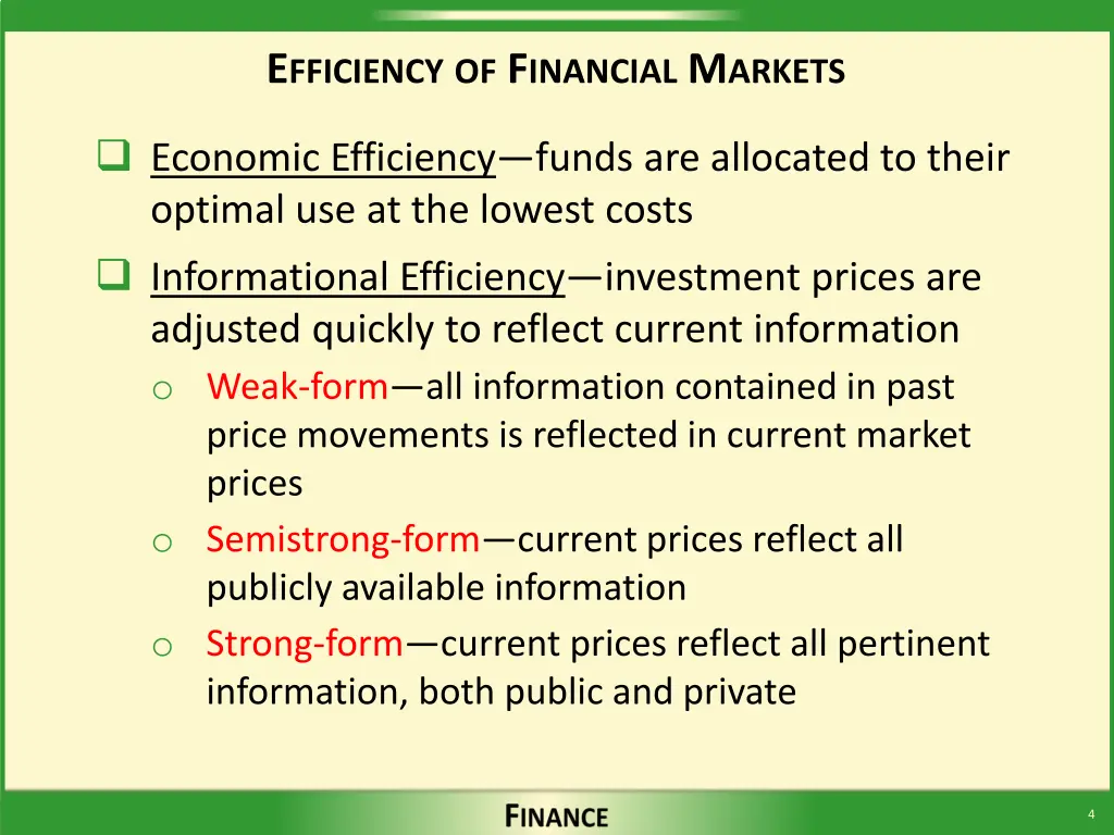 e fficiency of f inancial m arkets