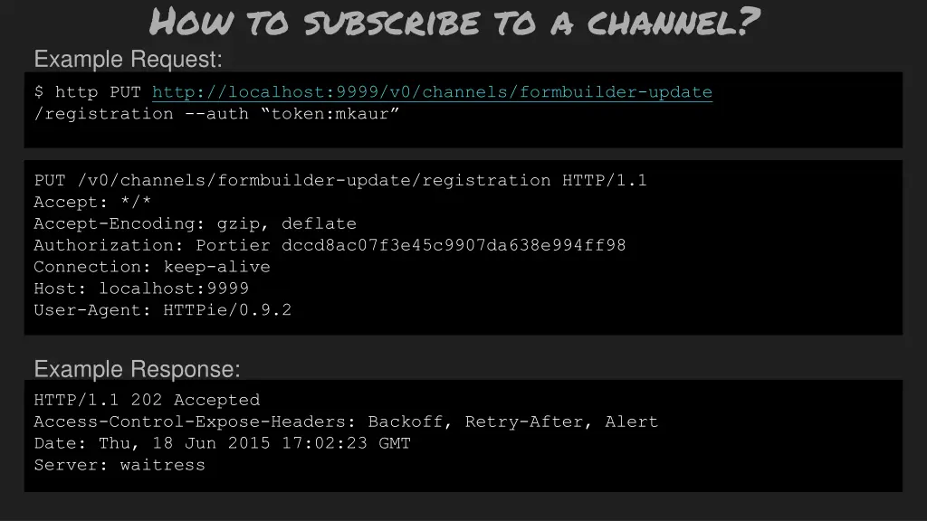 how to subscribe to a channel example request