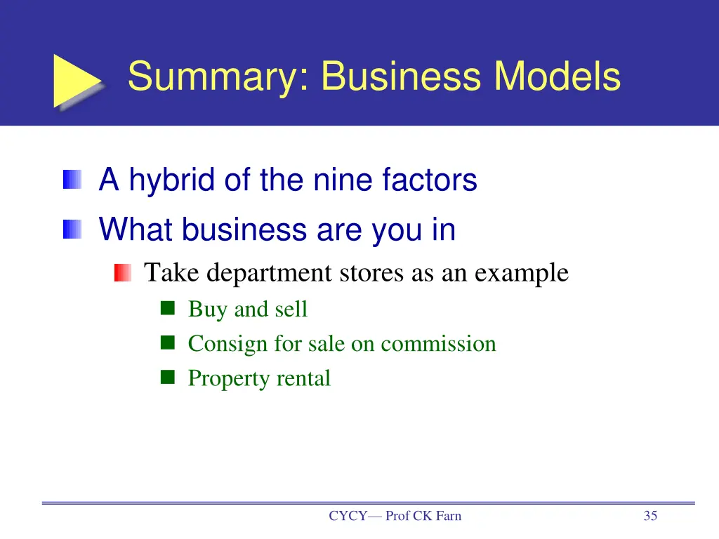 summary business models